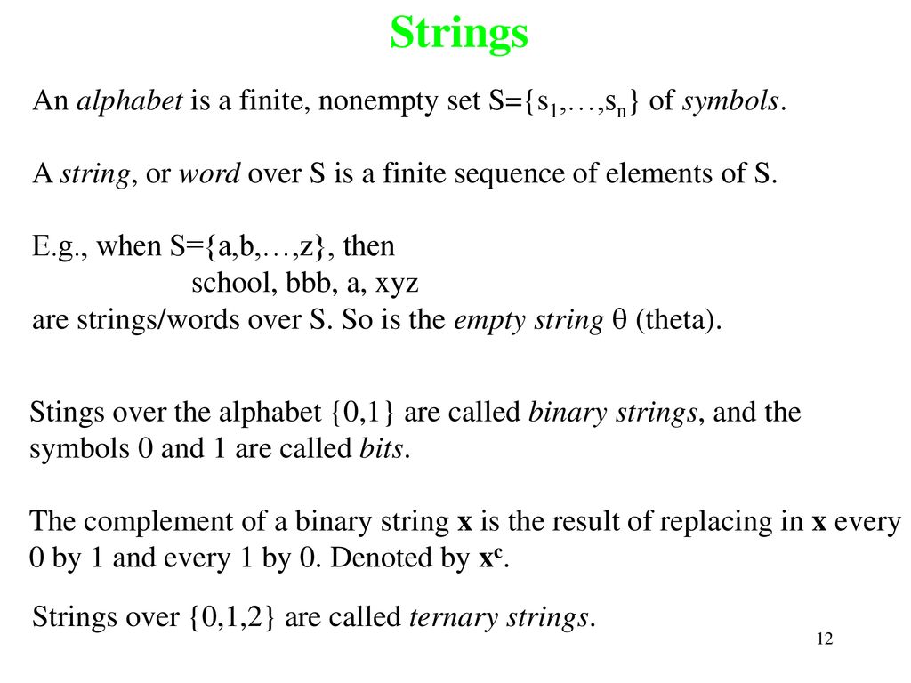 Lecture 3 Strings and Things (Section 1.1) - ppt download