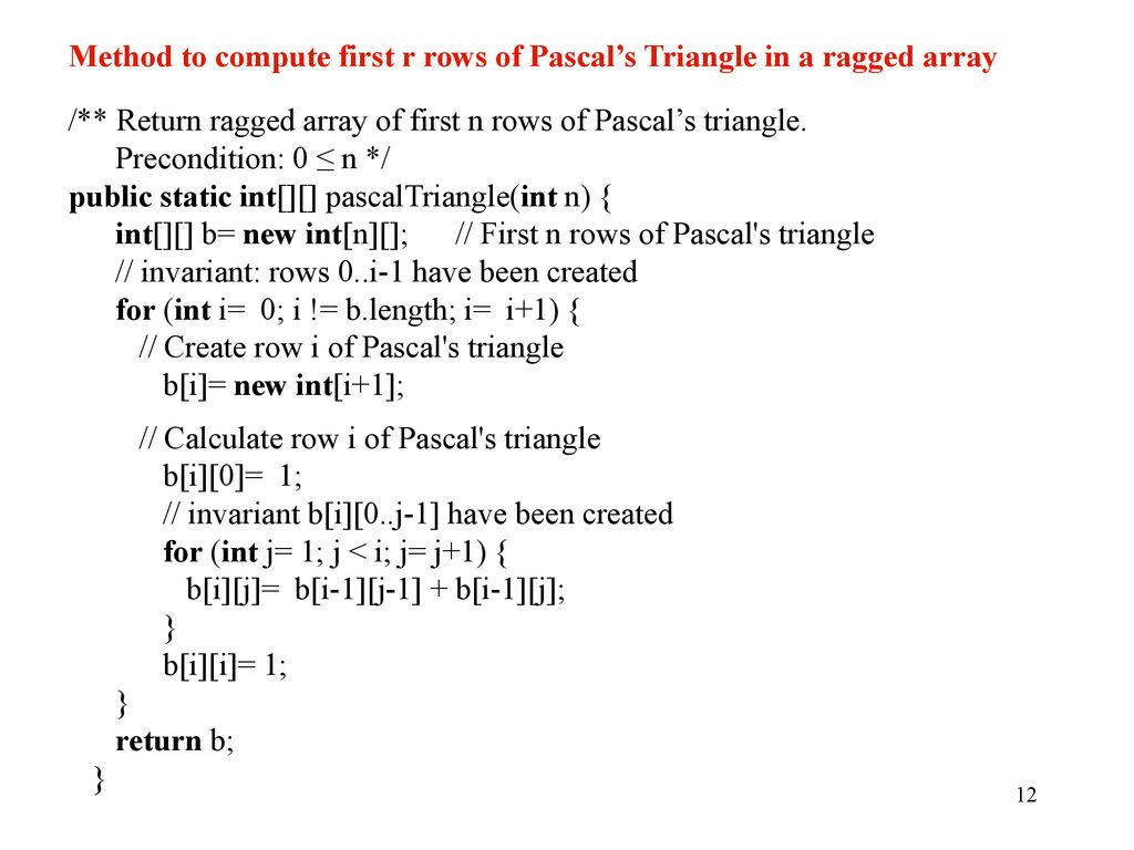 CS100J 10 April 2005 Rectangular arrays and ragged arrays. Secs ppt ...