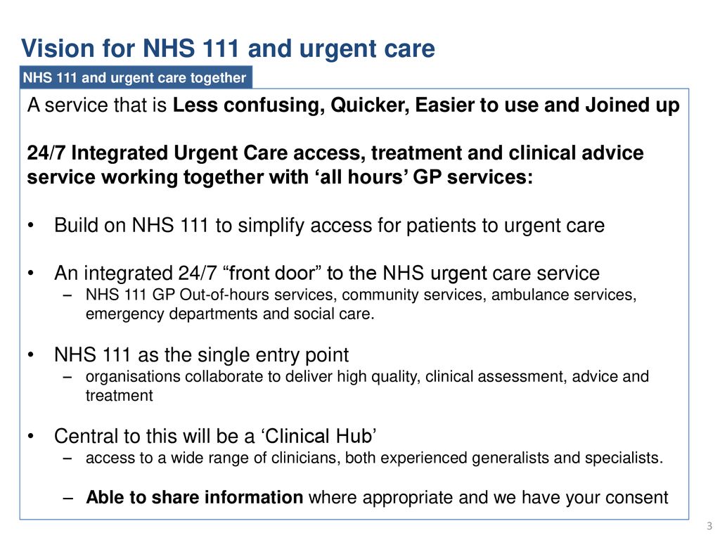 Vision for NHS 111 and urgent care