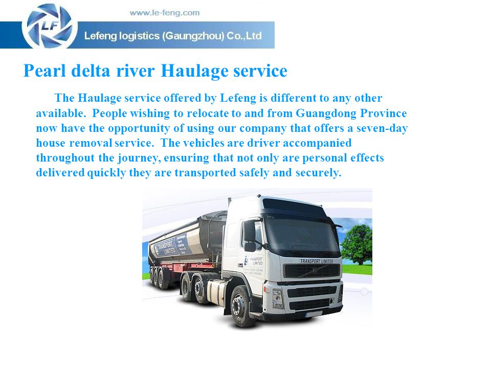 Pearl delta river Haulage service