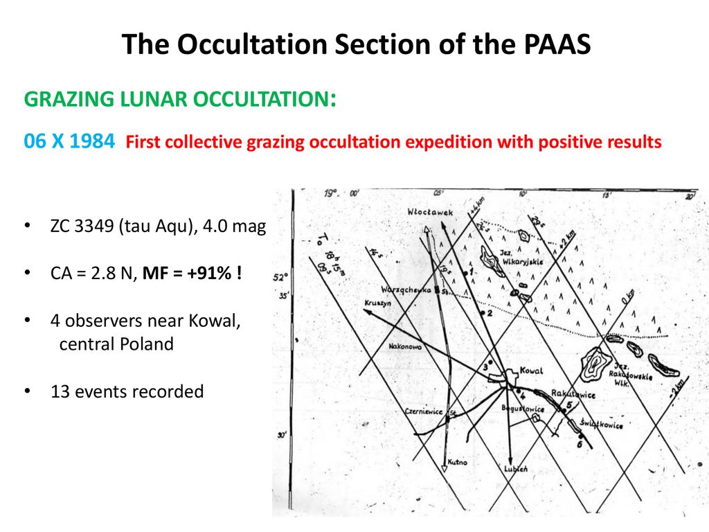 The Occultation Section of the PAAS