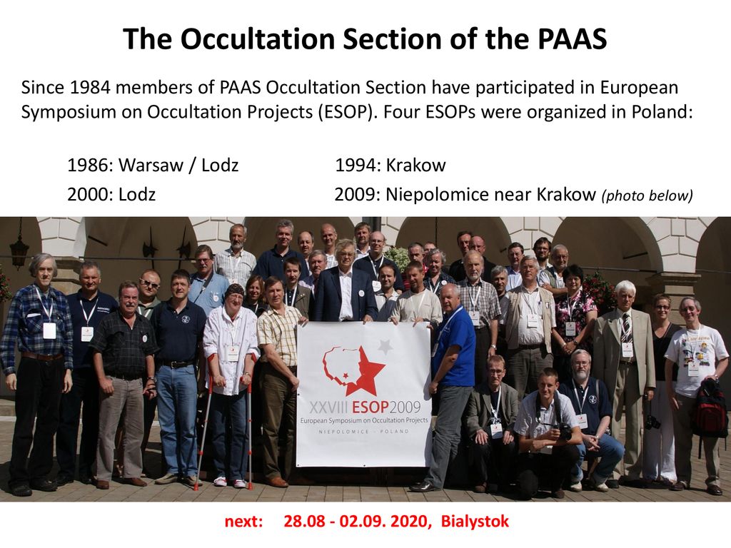 The Occultation Section of the PAAS