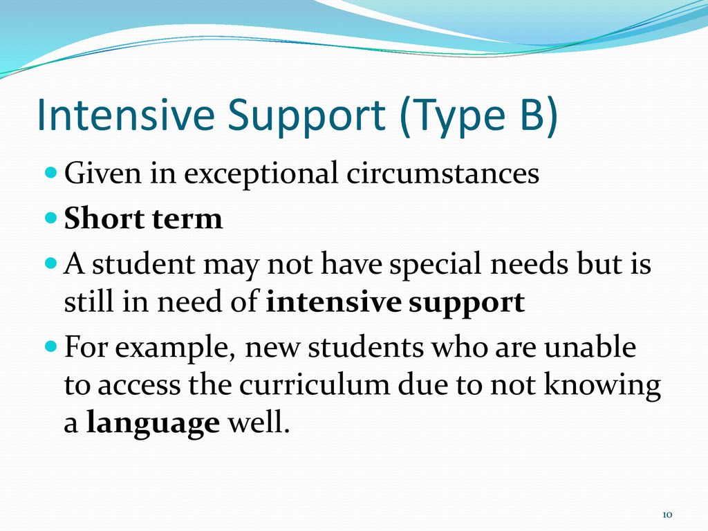 Intensive Support (Type B)