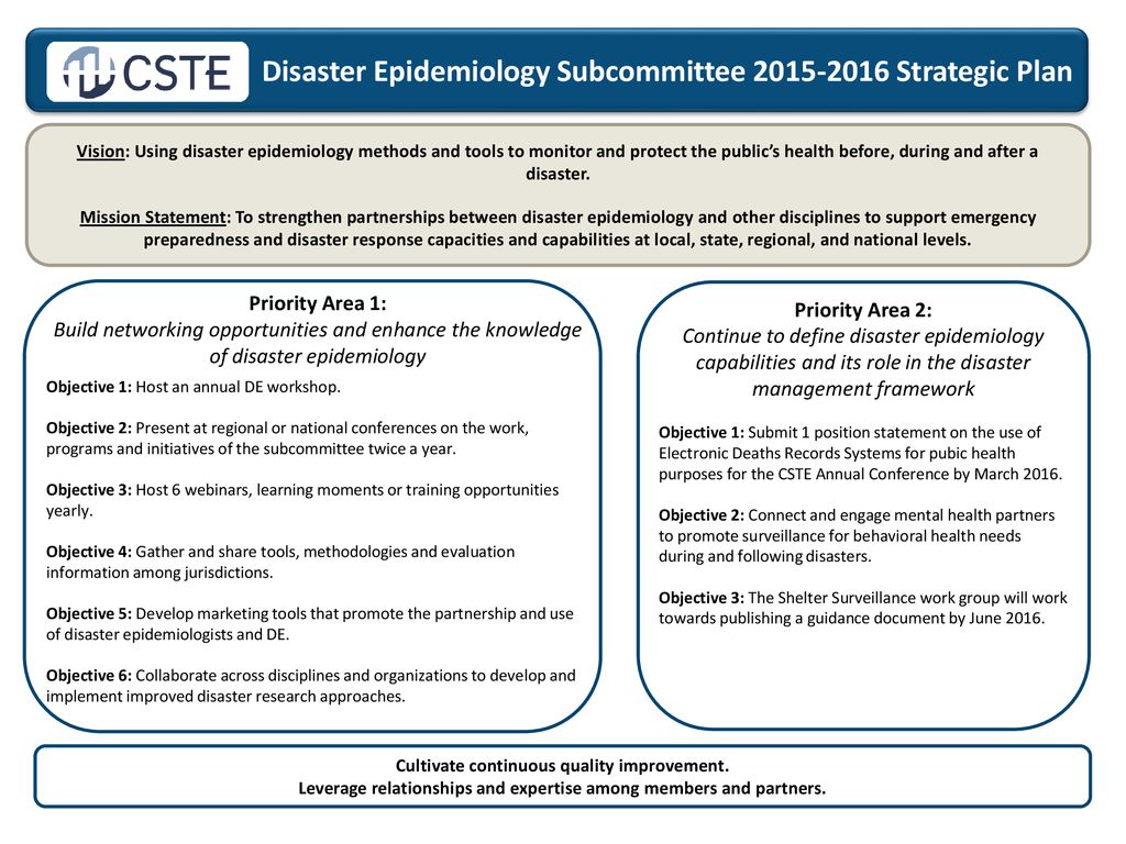 Disaster Epidemiology Strategic Plan ppt download