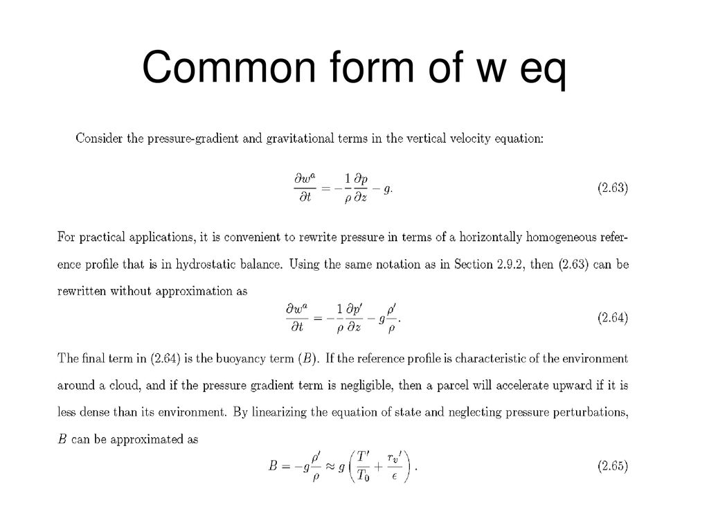 Fundamental Eqs for modeling clouds ppt download