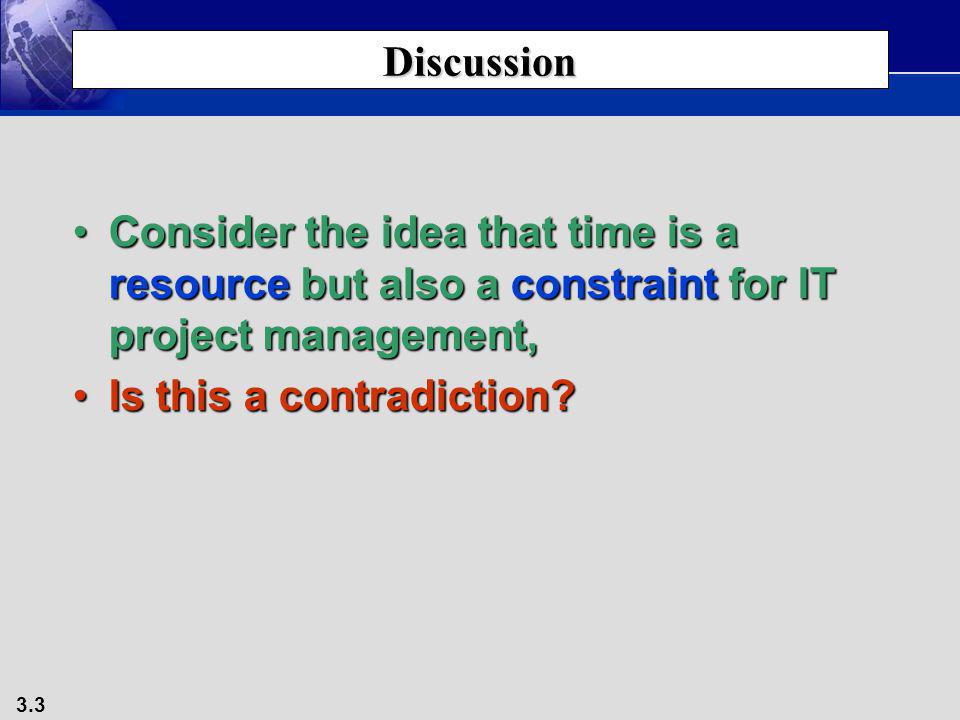 Discussion Consider the idea that time is a resource but also a constraint for IT project management,
