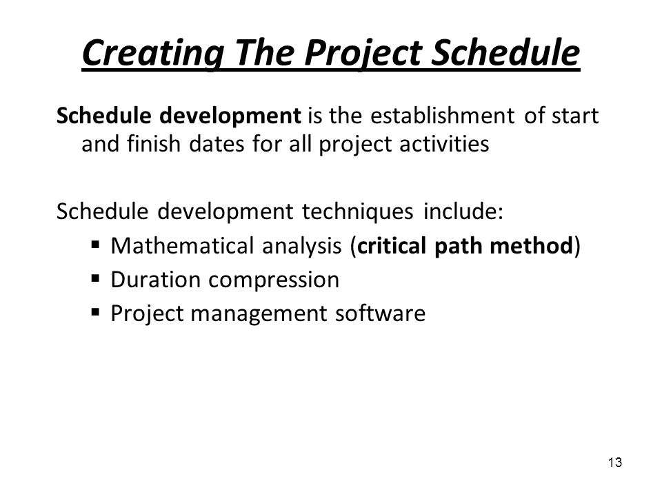 Creating The Project Schedule
