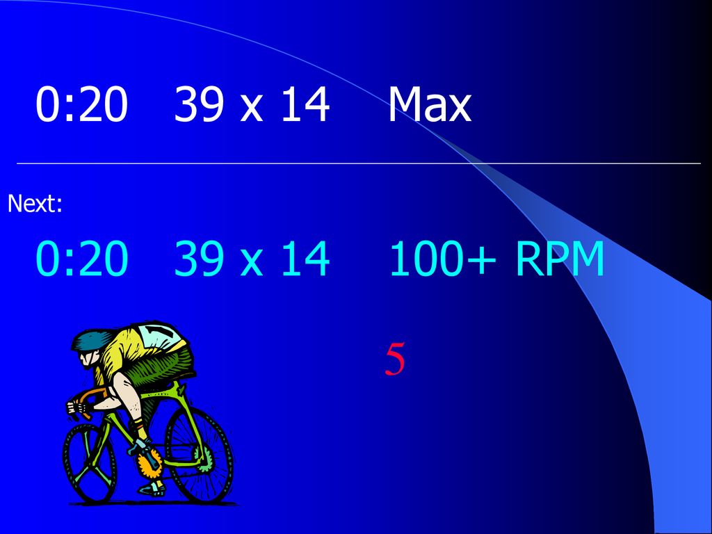 0:20 39 x 14 Max Next: 0:20 39 x RPM 5