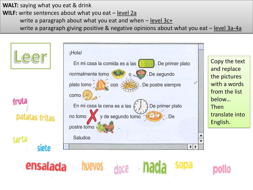 Vocabulario WALT: saying what you eat & drink - ppt download