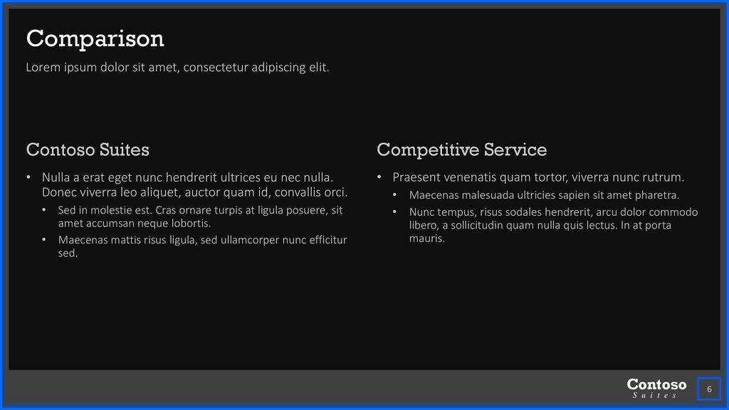 Comparison Contoso Suites Competitive Service