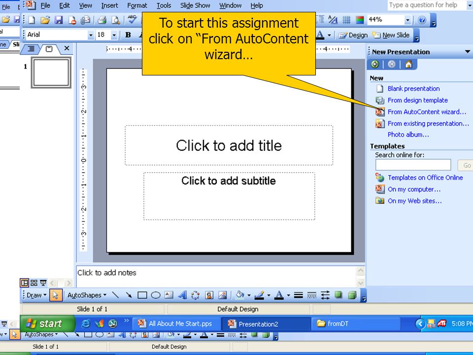 automatic slideshow powerpoint 2004