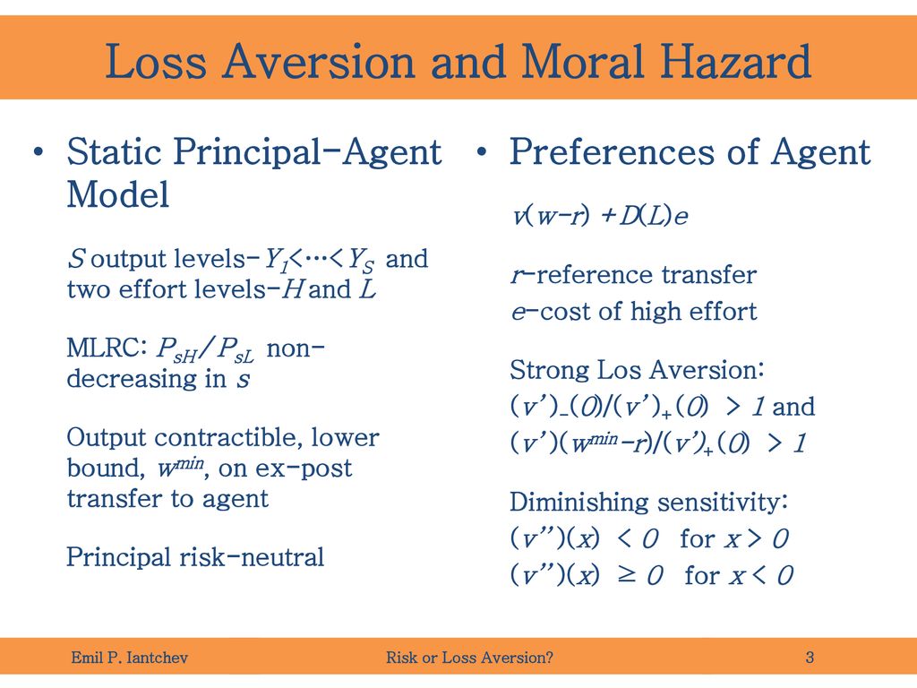 Risk Or Loss Aversion Evidence From Personnel Records Ppt Download