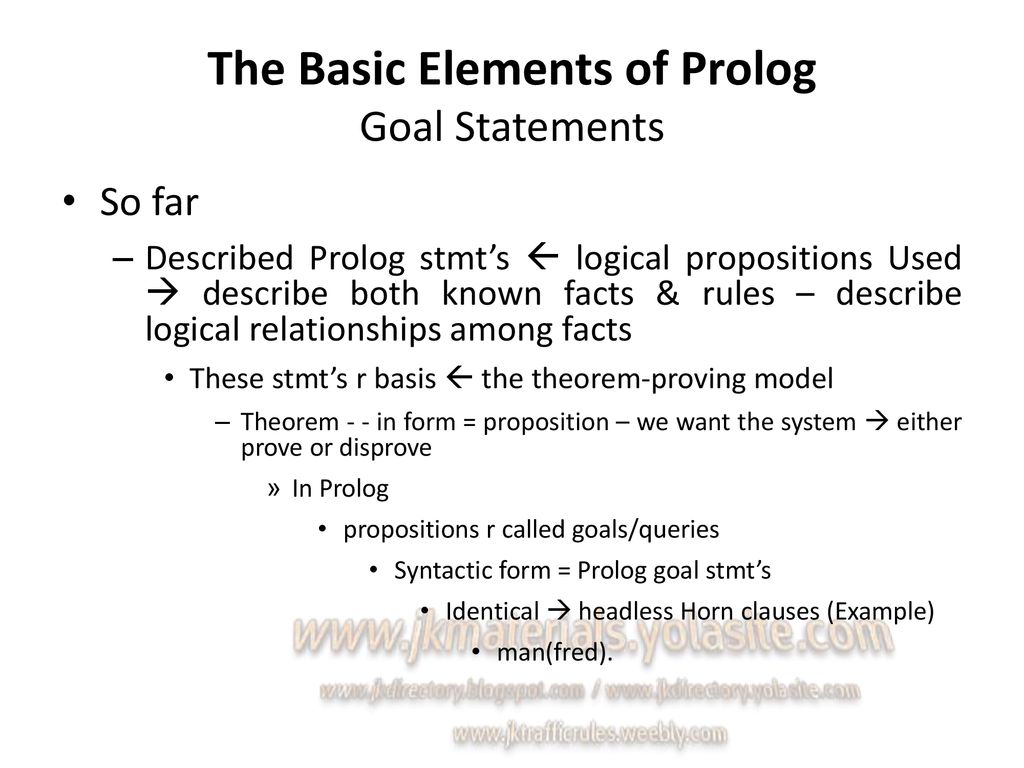 The Basic Elements of Prolog Goal Statements