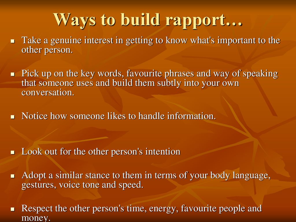 Creating Rapport