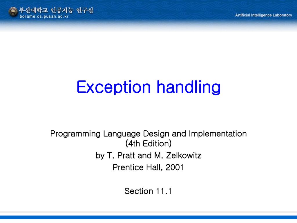Exception handling Programming Language Design and Implementation (4th ...