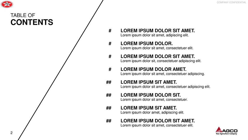 CONTENTS TABLE OF # ## LOREM IPSUM DOLOR SIT AMET. LOREM IPSUM DOLOR.