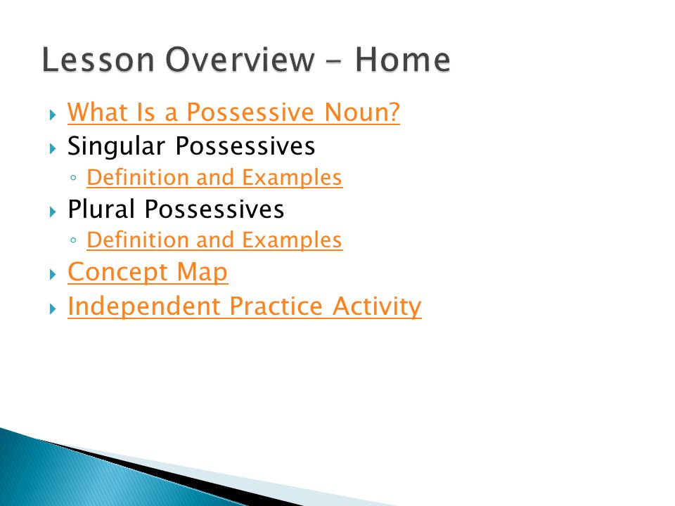 Lesson Overview - Home What Is a Possessive Noun Singular Possessives