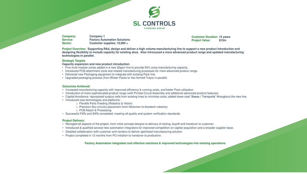 Company company 1 service factory automation solutions ppt download