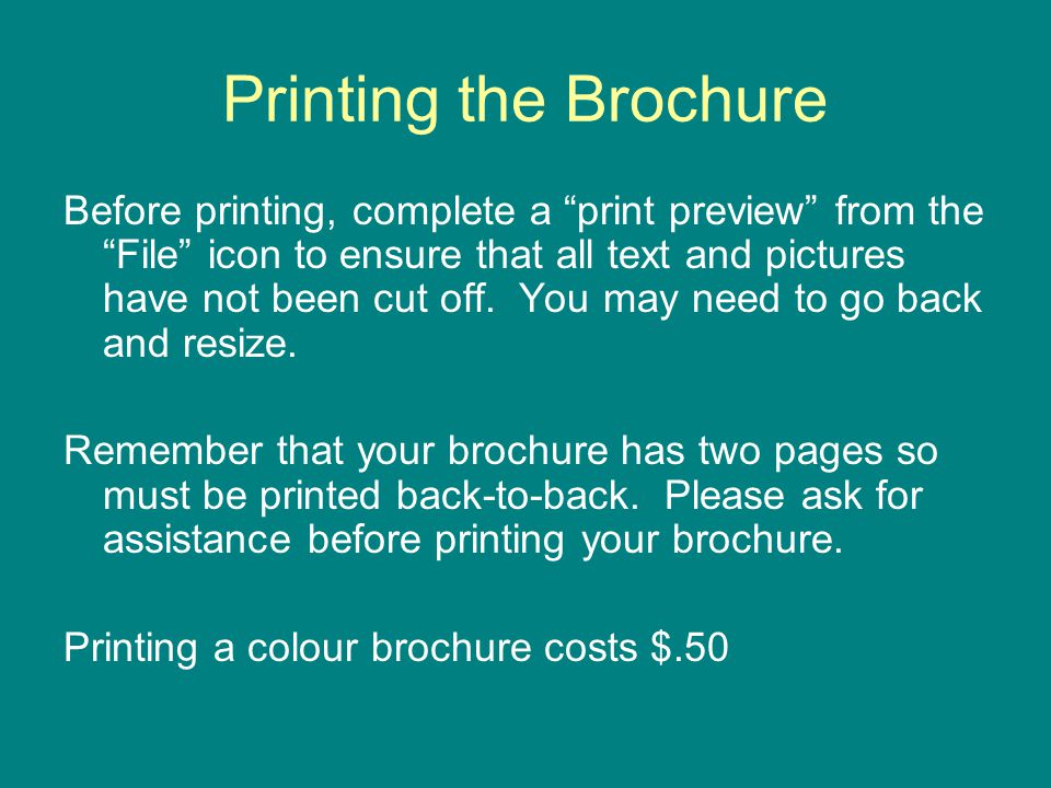 Printing the Brochure
