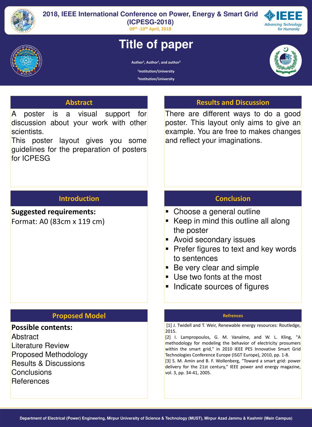 Title Of Paper Suggested Requirements Format A0 83cm X 119 Cm