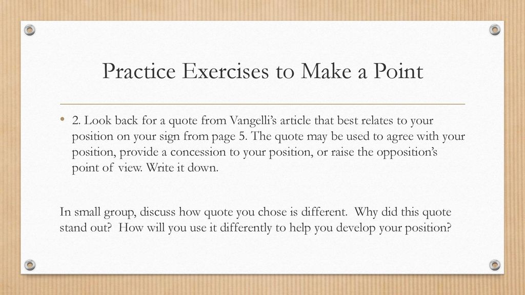 Practice Exercises to Make a Point