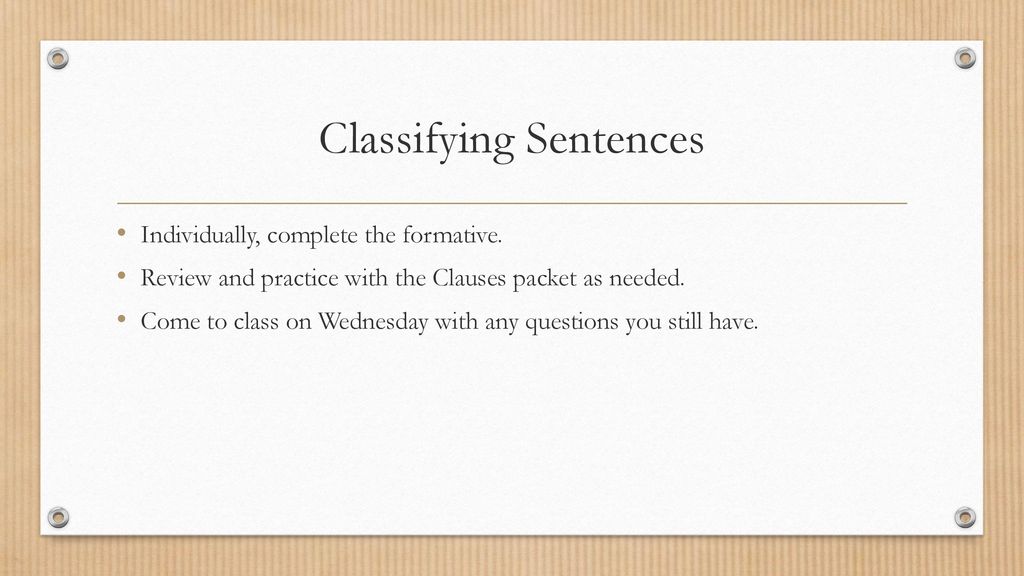 Classifying Sentences