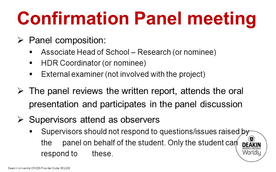 Confirmation Panel meeting