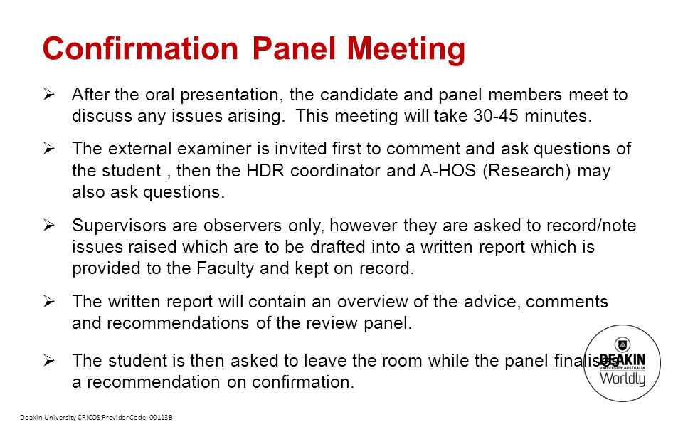 Confirmation Panel Meeting