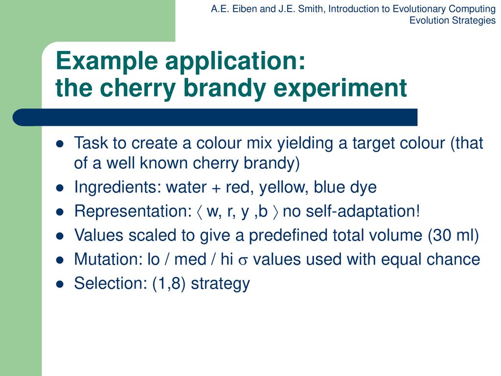 Example application: the cherry brandy experiment