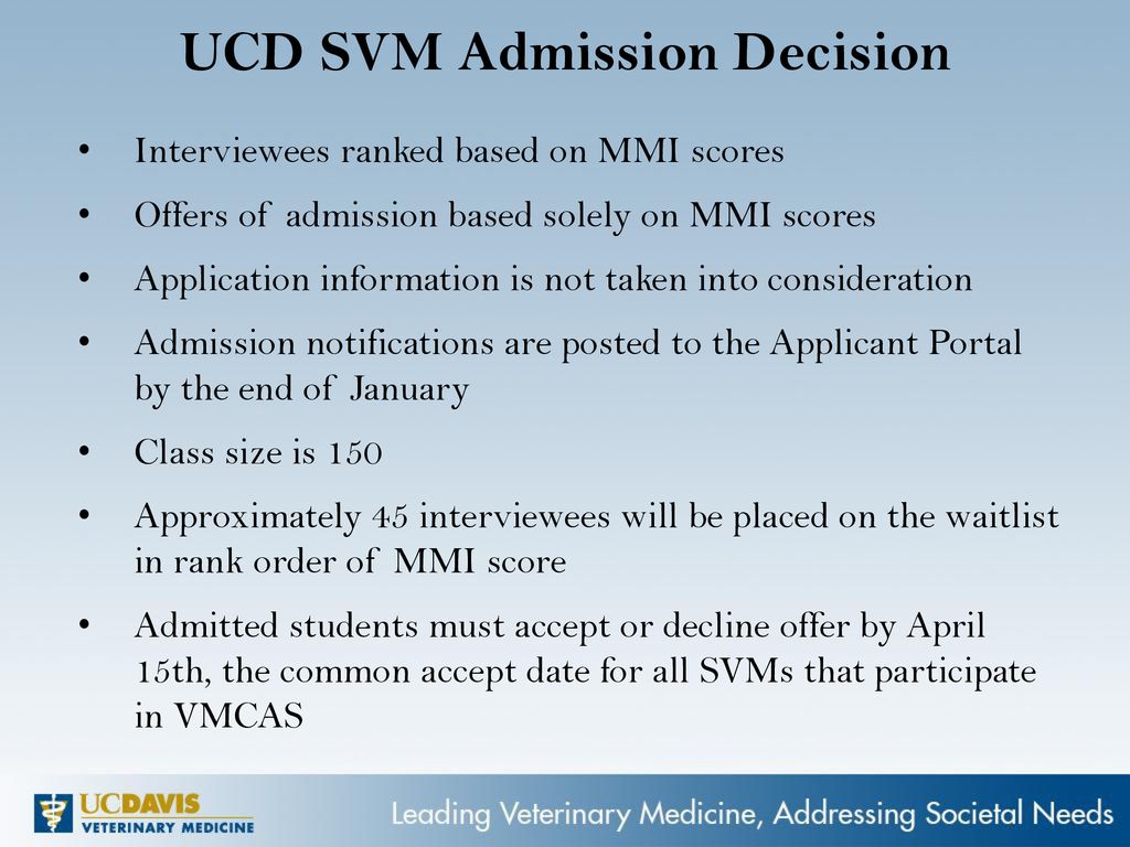 UCD SVM Admission Decision