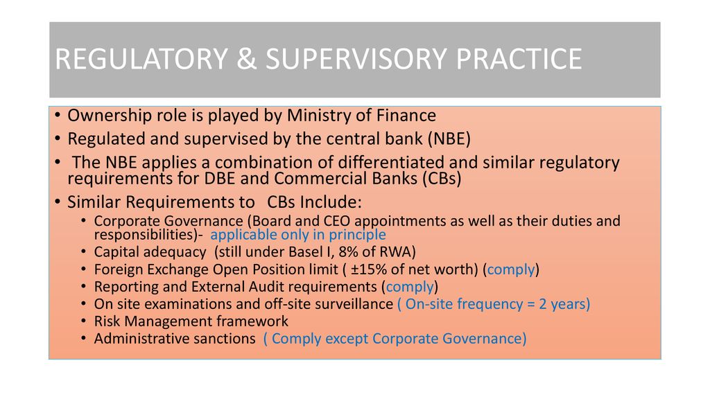 ETHIOPIA: REGULATORY AND SUPERVISORY FRAMWORK FOR DEVELOPMENT BANK OF ...