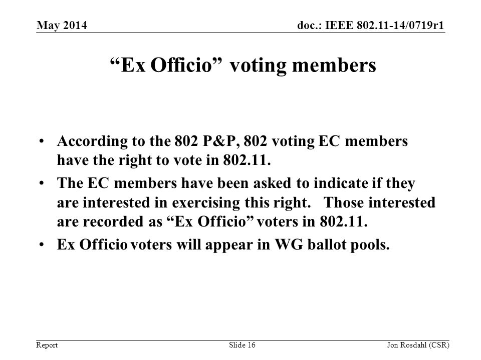 Ex Officio voting members