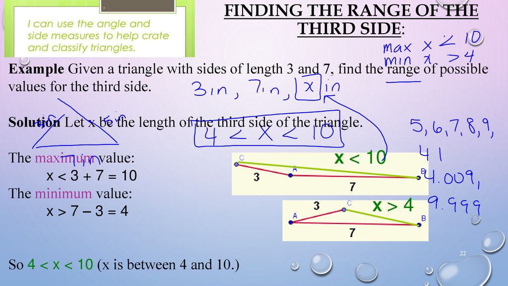 Finding the range of the third side: