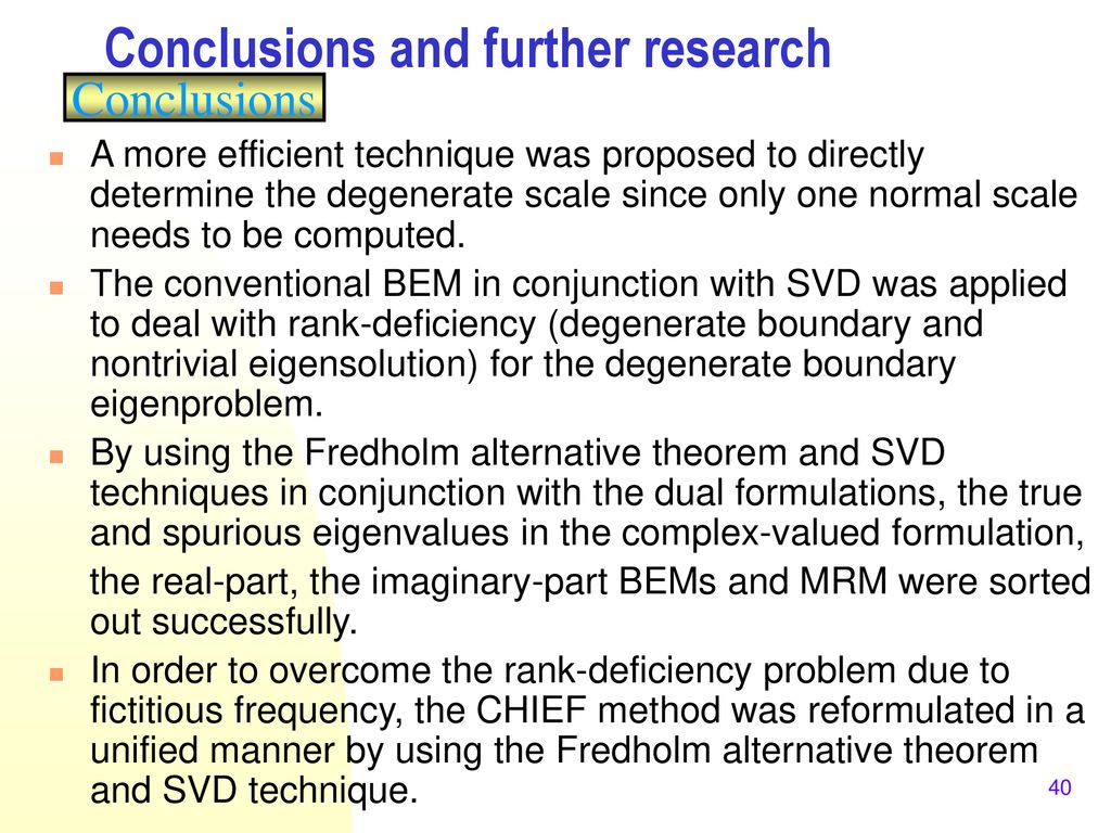 Conclusions and further research