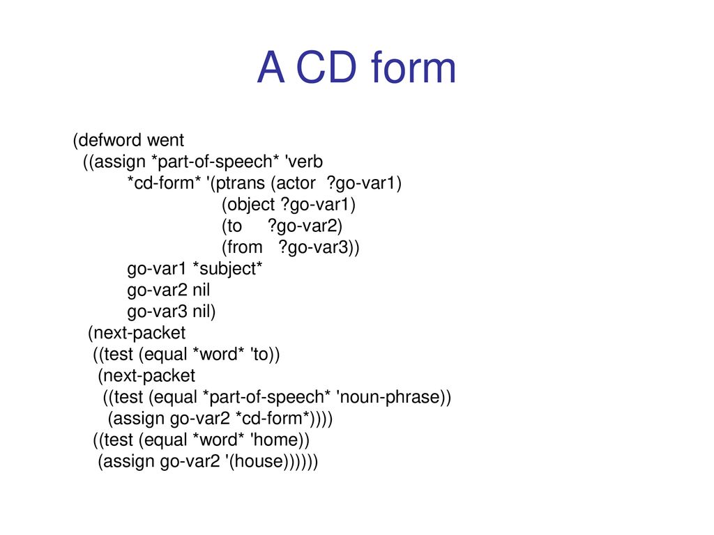 Conceptual Dependency Theory - ppt download