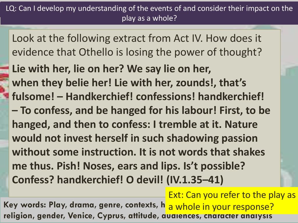 LQ: Can I analyse the effect of foreshadowing in Act 1 Scene 3