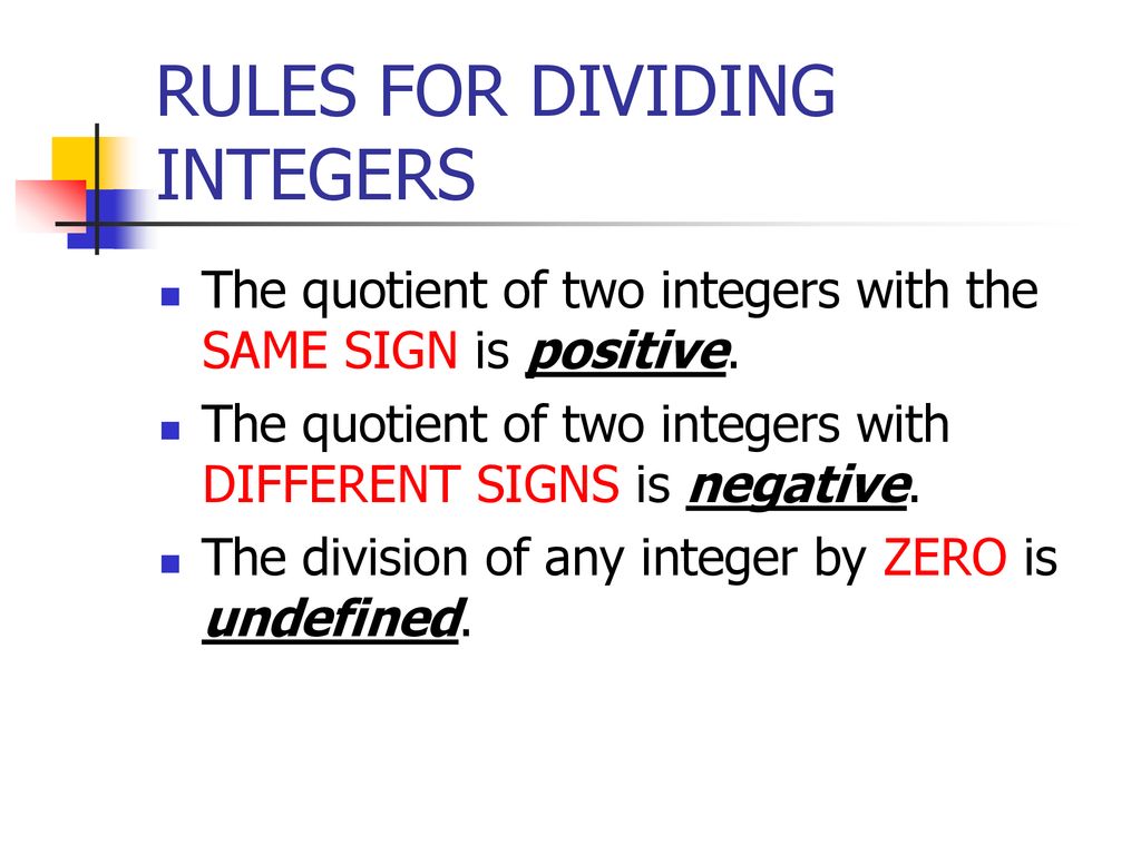 DIVISION OF INTEGERS ppt download