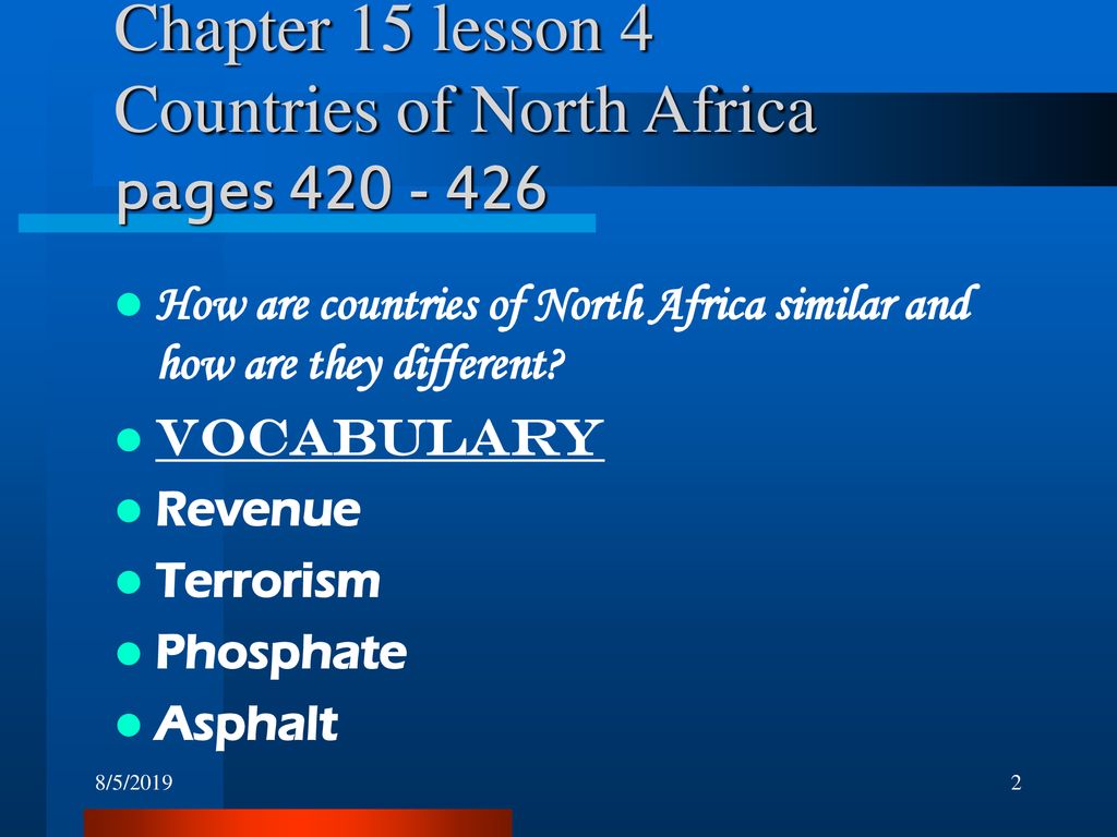Chapter 15 lesson 4 Countries of North Africa pages