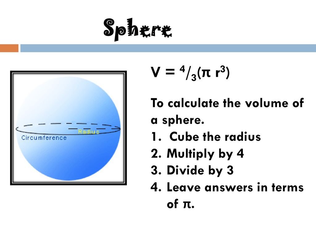 Volume of Spheres. - ppt download
