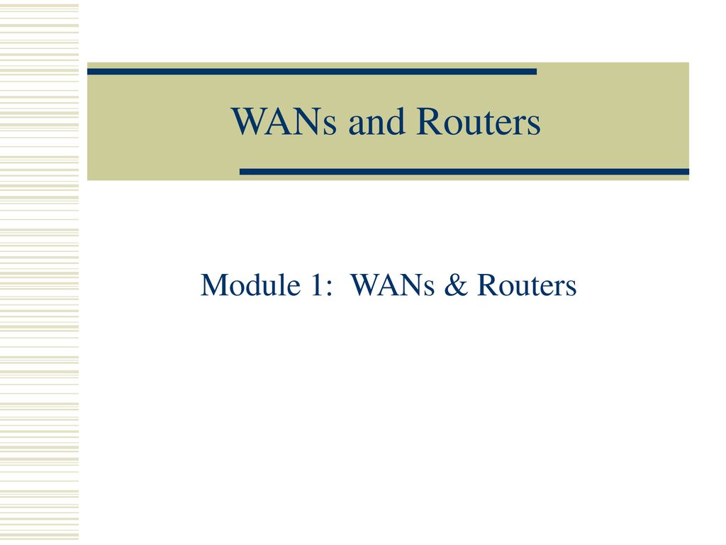 WANs and Routers Module 1: WANs & Routers