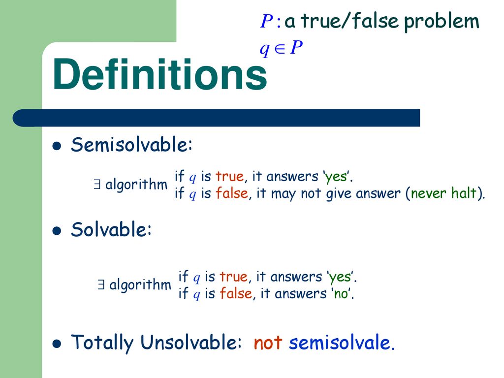 Lecture 4: Unsolvable Problems - ppt download