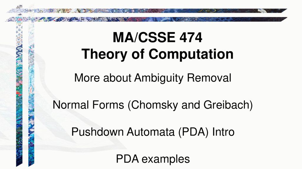 MA/CSSE 474 Theory Of Computation - Ppt Download