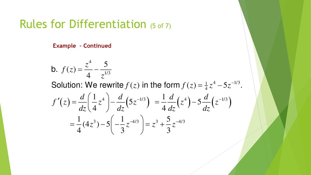 Rules for Differentiation (5 of 7)