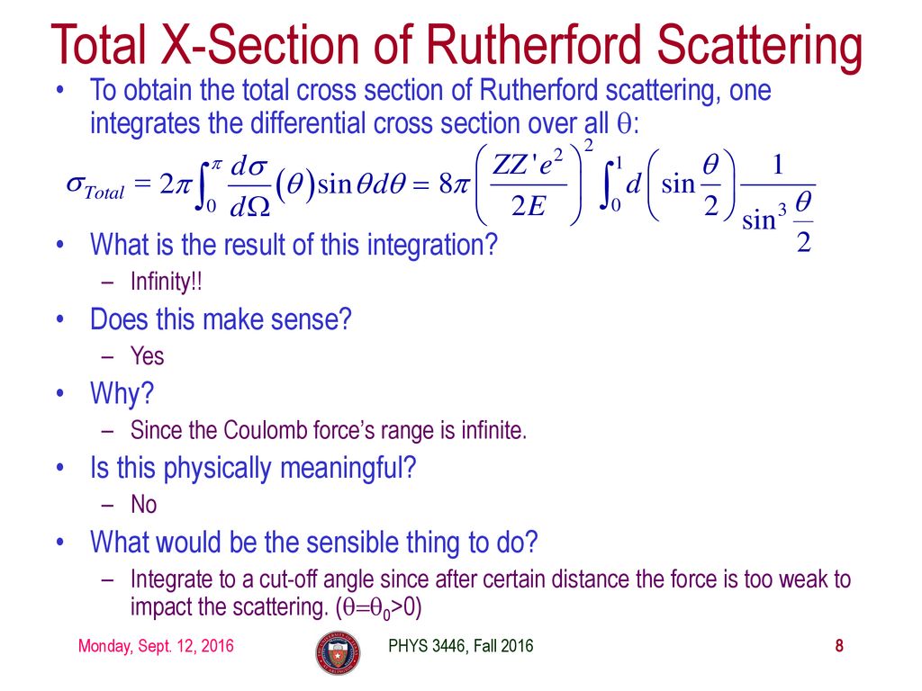 Total X-Section of Rutherford Scattering