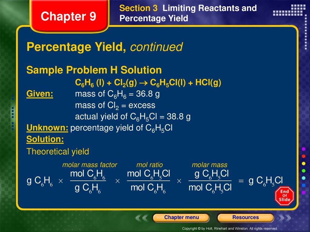 Section 3 Limiting Reactants and Percentage Yield - ppt download