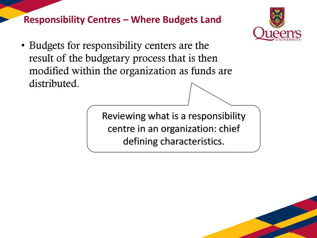 Responsibility Centres – Where Budgets Land