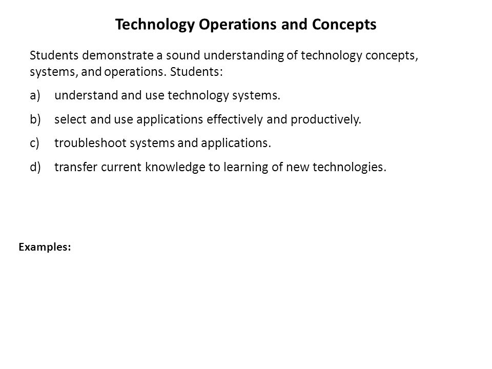 Technology Operations and Concepts