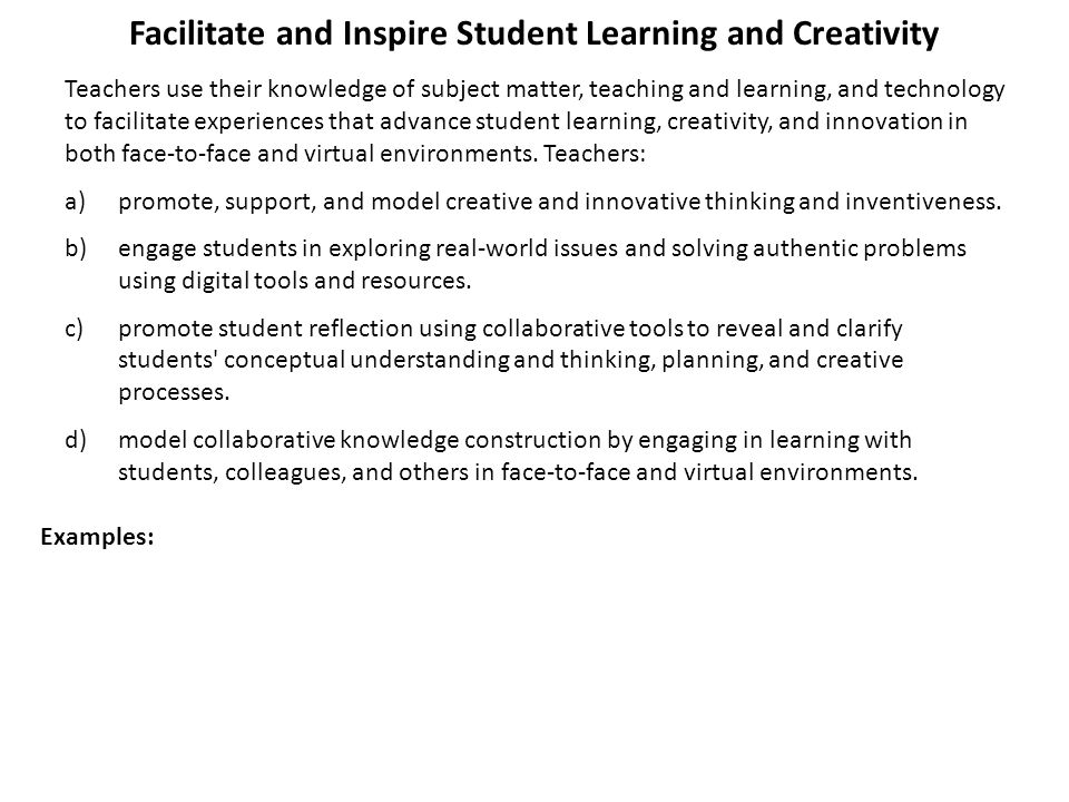 Facilitate and Inspire Student Learning and Creativity