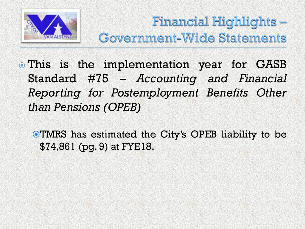 Financial Highlights – Government-Wide Statements