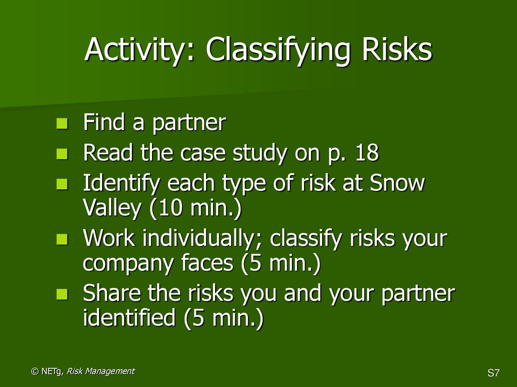 Activity: Classifying Risks